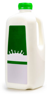 Plastic Milk Bottle isolated on white background, Plastic Milk Bottle with blank label on white background, With clipping path.
