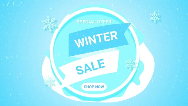 winter sale animated special offer winter sale discount even background 4k looping