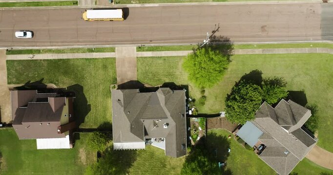Peaceful, sunny day over suburban neighborhood of Collierville, Tennessee. 
