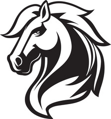 Horse head icon animal sign. Black flat vector silhouette horse logo.