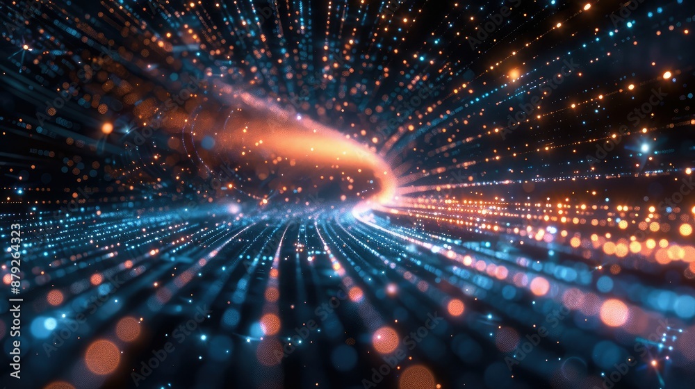 Aufkleber Abstract particle motion in a high-tech environment