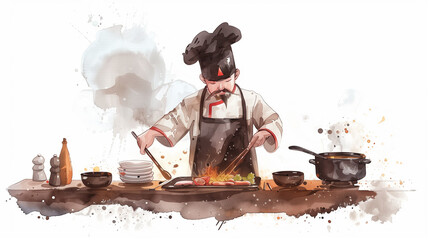 Cartoon Hibachi Chef: Soft and Cute Japanese Style Cooking Art
