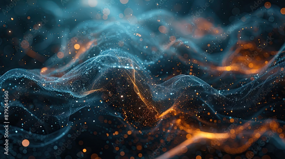 Aufkleber Abstract particle motion in a high-tech environment