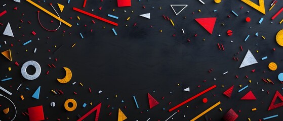 Minimalist Geometric Shapes Overlapping Abstract Banner Design with Vibrant Colors