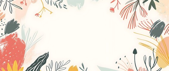 Minimalist Friendship Day Doodle Page Print Border Design with Blank Space for Mock Up Message