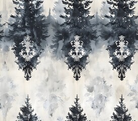 Ornate Medieval Heraldic Motif with Abstract Expressionist Textures