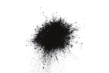 Black in powder isolated on the white background. Top view.