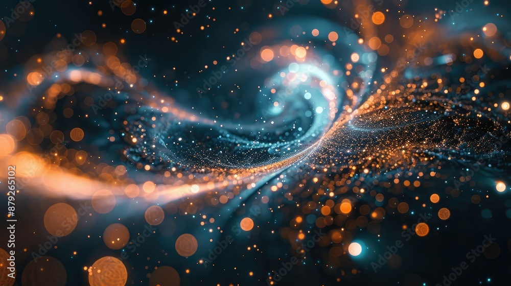 Aufkleber Abstract particle motion in a high-tech environment