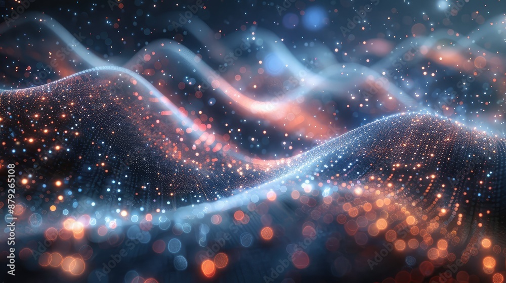 Aufkleber Abstract particle motion in a high-tech environment