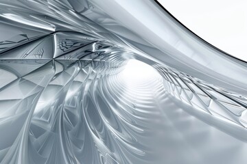 Naklejka premium Abstract silver or chrome metallic tunnel background. Concept of technology, future, speed, and innovation.