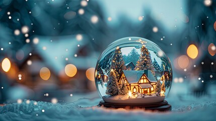 Snow Globe with Miniature Winter Village