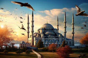 Fototapeta premium Blue Mosque at the twilight, Istanbul, Turkey 
