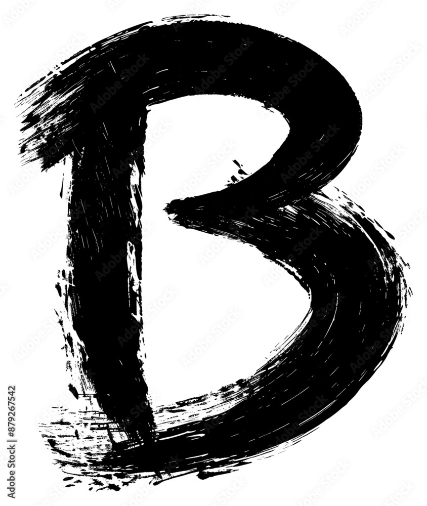 Wall mural PNG Alphabet B text number black.