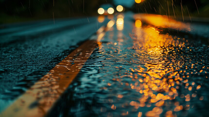 Evening highway after rain
