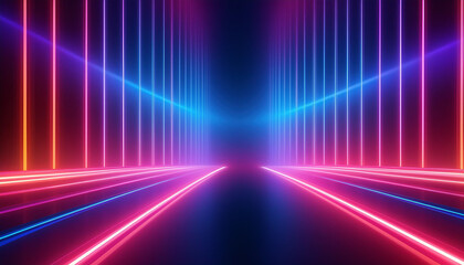 Abstract gradient neon light background blue pink red ultraviolet overlay texture glowing radiance wallpaper.