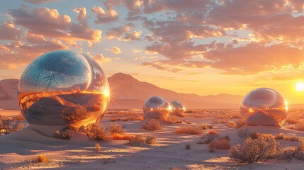 Metallic Spheres in a Desert Sunset