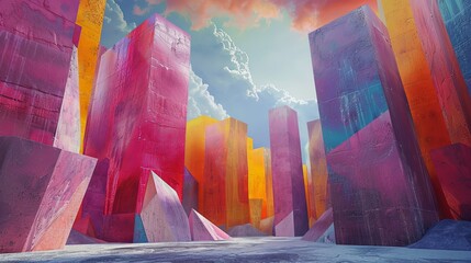 Abstract Cityscape with Vibrant Colors