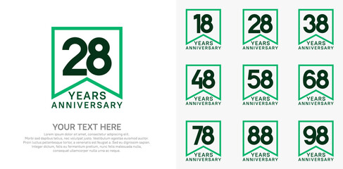 anniversary logotype set, black and green color can be use for celebration
