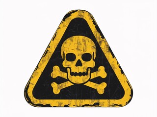 Yellow and Black Danger Sign with Skull and Crossbones Symbol