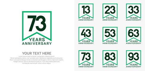anniversary logotype set, black and green color can be use for celebration