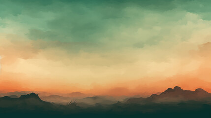 Fototapeta premium Dreamy Desert Landscape with Soft Green and Orange Tones