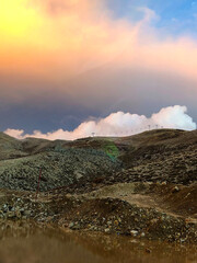 Beautiful sky overlooking clouds and mountains