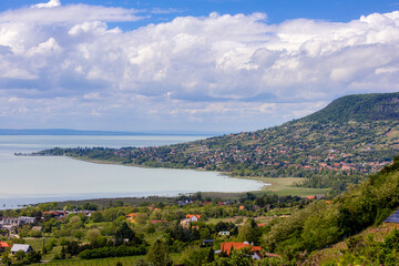 Fototapeta premium Beautiful landscape from Lake Balaton, mountain Badacsony.