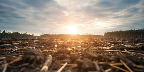 Issue Deforestation Causing Environmental Harm through Forest Destruction and Degradation. Concept Deforestation, Environmental Harm, Forest Destruction, Degradation, Conservation efforts