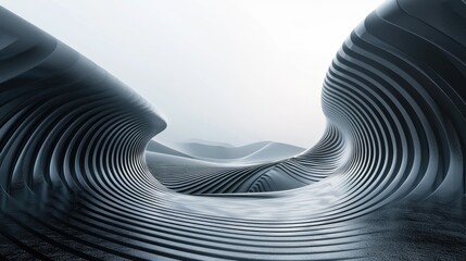 Abstract wave pattern in a futuristic setting