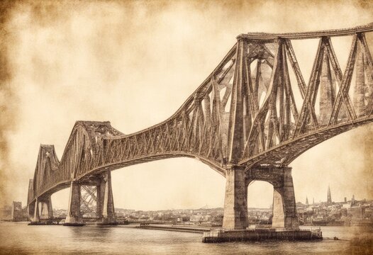 road edinburgh bridge paper queensferry sketch old forth scotland transport travel landmark water draft