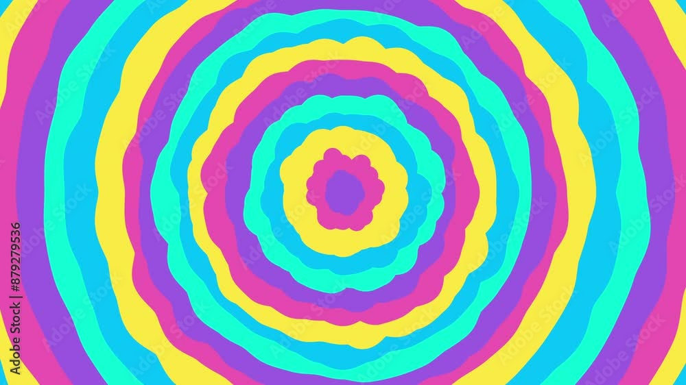 Wall mural abstract wavy round wiggly geometric forms background. round tunnel animation with wiggly moving and