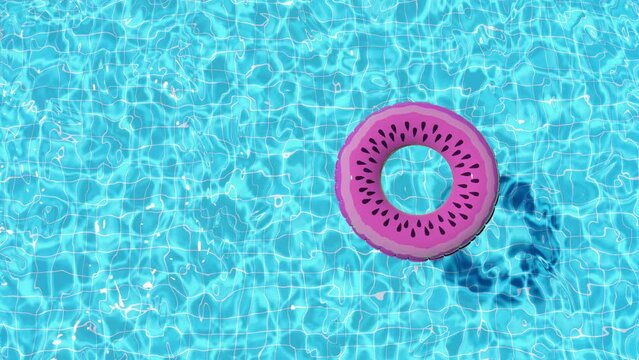 Loop Inflatable swimming ring floats in the pool in summer top view