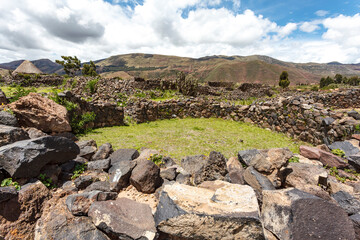 Ruined Inca house in Raqchi, Peru, South America