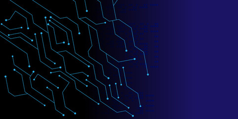 Vectors High-tech connection system on a blue background. Abstract blue circuit board technology futuristic. Connection system, digital data.