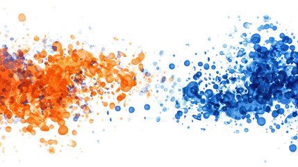 orange and blue flying particles isolated