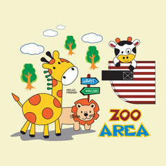 safari park animals gather together design cartoon vector illustration
