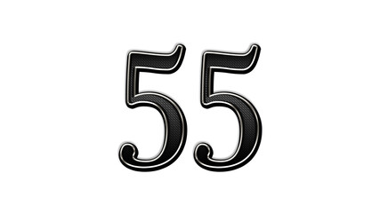 black metal 3d design of number 55 on white background.