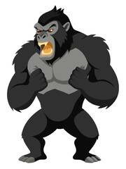 Naklejka premium vector illustration of roaring angry gorilla, beating its chest, full body
