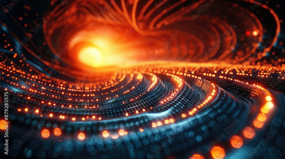 Poster abstract waveforms in a glowing cyber space