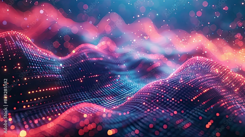 Poster Abstract waveforms in a glowing cyber space