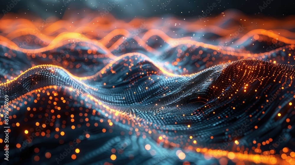 Poster Abstract waveforms in a glowing cyber space