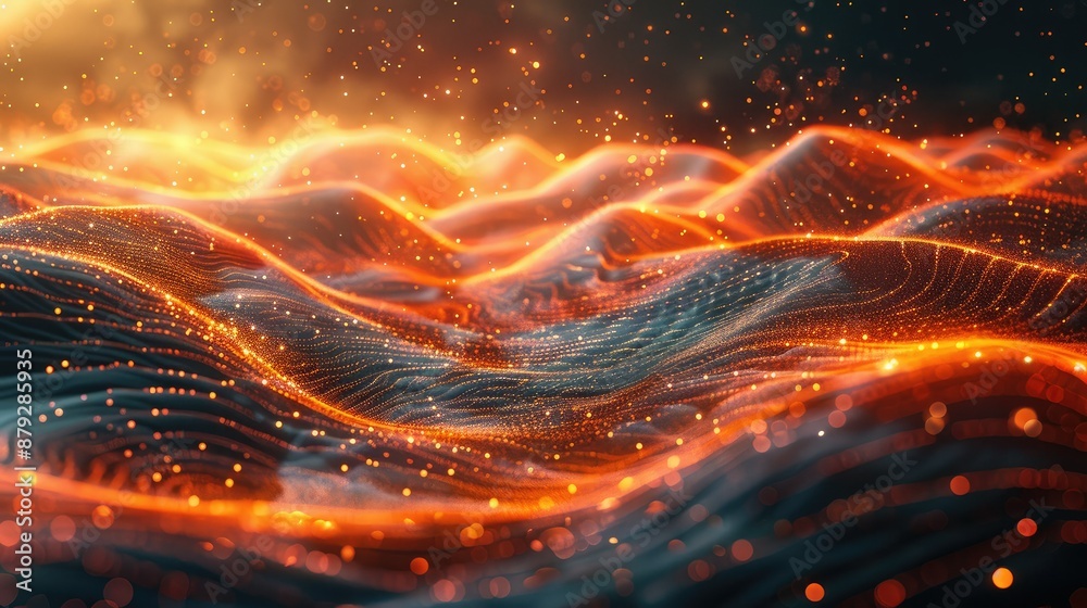 Aufkleber abstract waveforms in a glowing cyber space