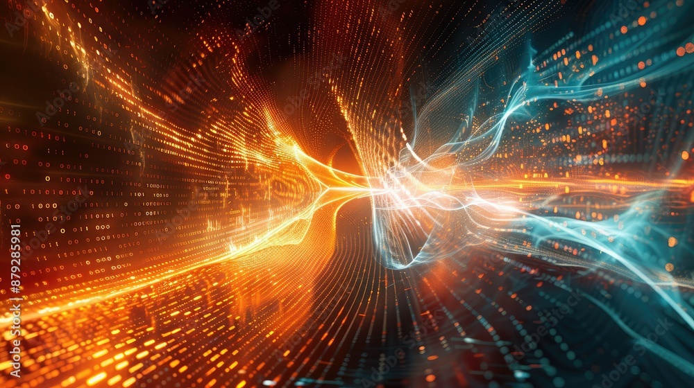 Poster Abstract waveforms in a glowing cyber space