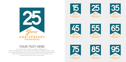 anniversary logotype set, blue and orange color can be use for celebration