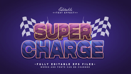 editable super charge text effect.typhography logo