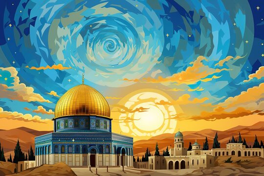 Al Aqsa mosque vector separated layers