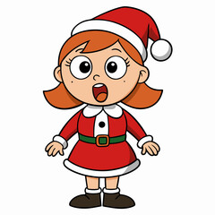 vector cartoon little girl singing in christmas