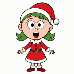 vector cartoon little girl singing in christmas