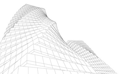 Fototapeta premium abstract buildings architectural drawing 3d