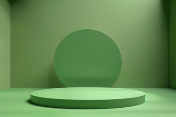 Green Studio. Geometric 3D Rendering with Blank Space for Concept Scene